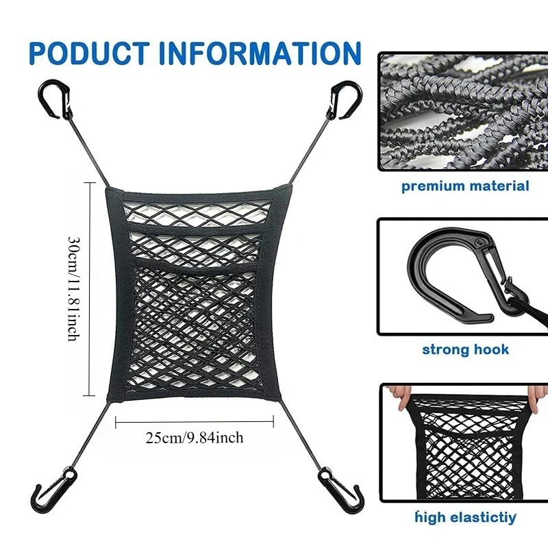 Car Storage Net Bag Between Seats Car Divider Pet Barrier Stretchable Elastic Mesh Bag Organizer Auto Accessories