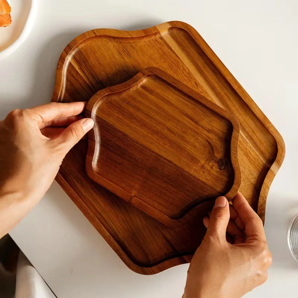 

Wooden Dinner Plate Nordic style Dessert Fruit Decoration Plate Storage Home Breakfast Afternoon Tea Solid Wood Tray