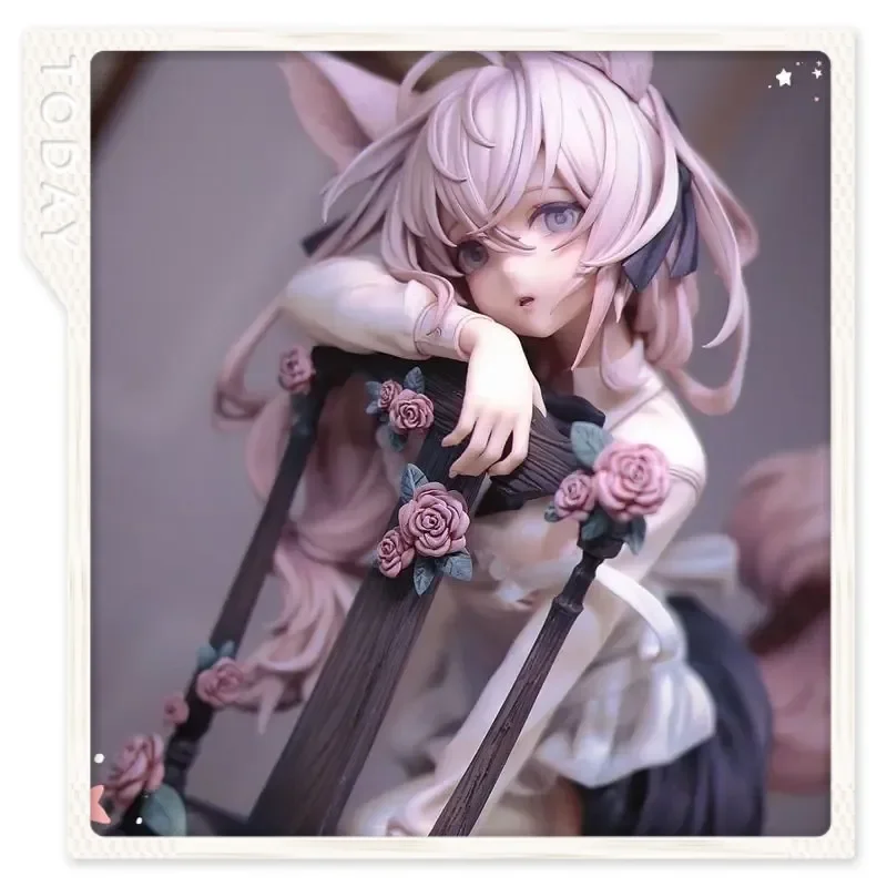 

Bunny Flora Anime Cat Ear Girl Figure Rose Chair Decorative Statue Cabinet Ornament Collectible Model Toy For Anime Fans