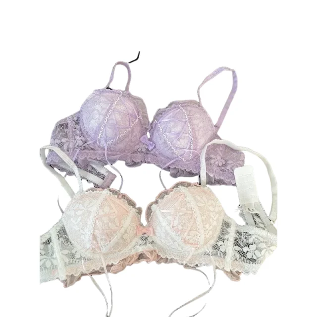 KUCLUT  Japanese Lace Bandage Bra, Wireless, Small Chest Push Up, Side Support Anti Sagging, Sweet Lolita Daily, S-XL Women