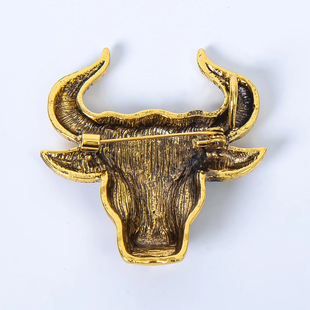 Vintage Bull Head Brooches for Women and Men Chinese Ziodiac Cattle Brooch Pin Cow Jewelry Gold