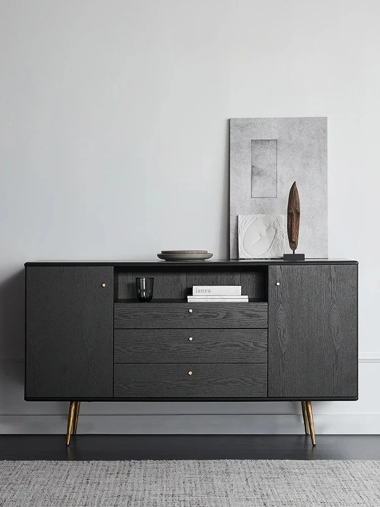 

AARetro Solid Wood Sideboard Simple Modern Light Luxury Living Room Black Tea Cabinet Dining Room Storage Cabinet