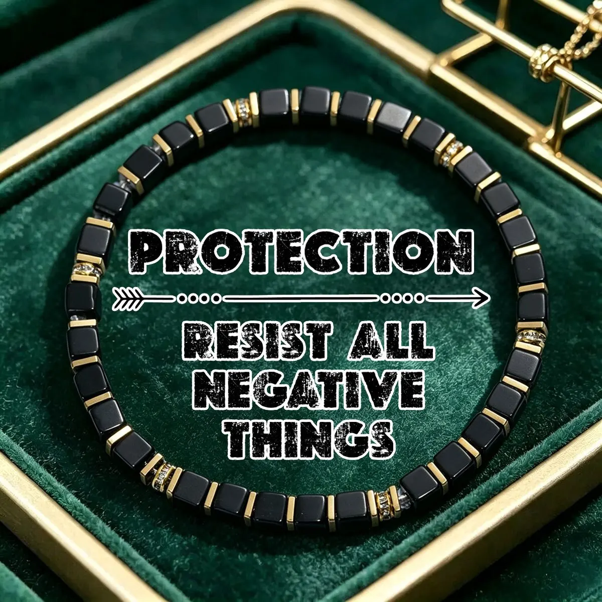 Black agate square bracelet, symbolizing resistance to danger,fashionable and elegant decoration for men and women in daily life