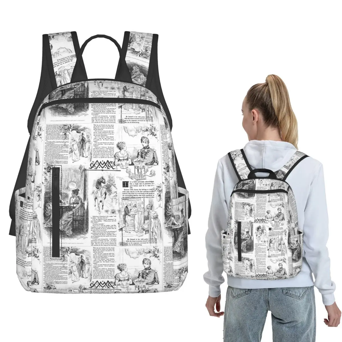 Pride And Prejudice - Pages Backpack Daypack Boys Girls BookBag School Bag Shoulder Bags for Men Women