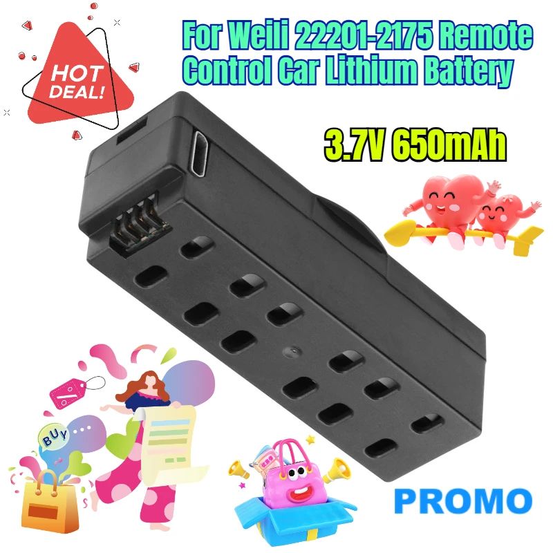 

For Weili 22201-2175 Remote Control Car Lithium Battery 3.7V 650mAh Rechargeable Batteries