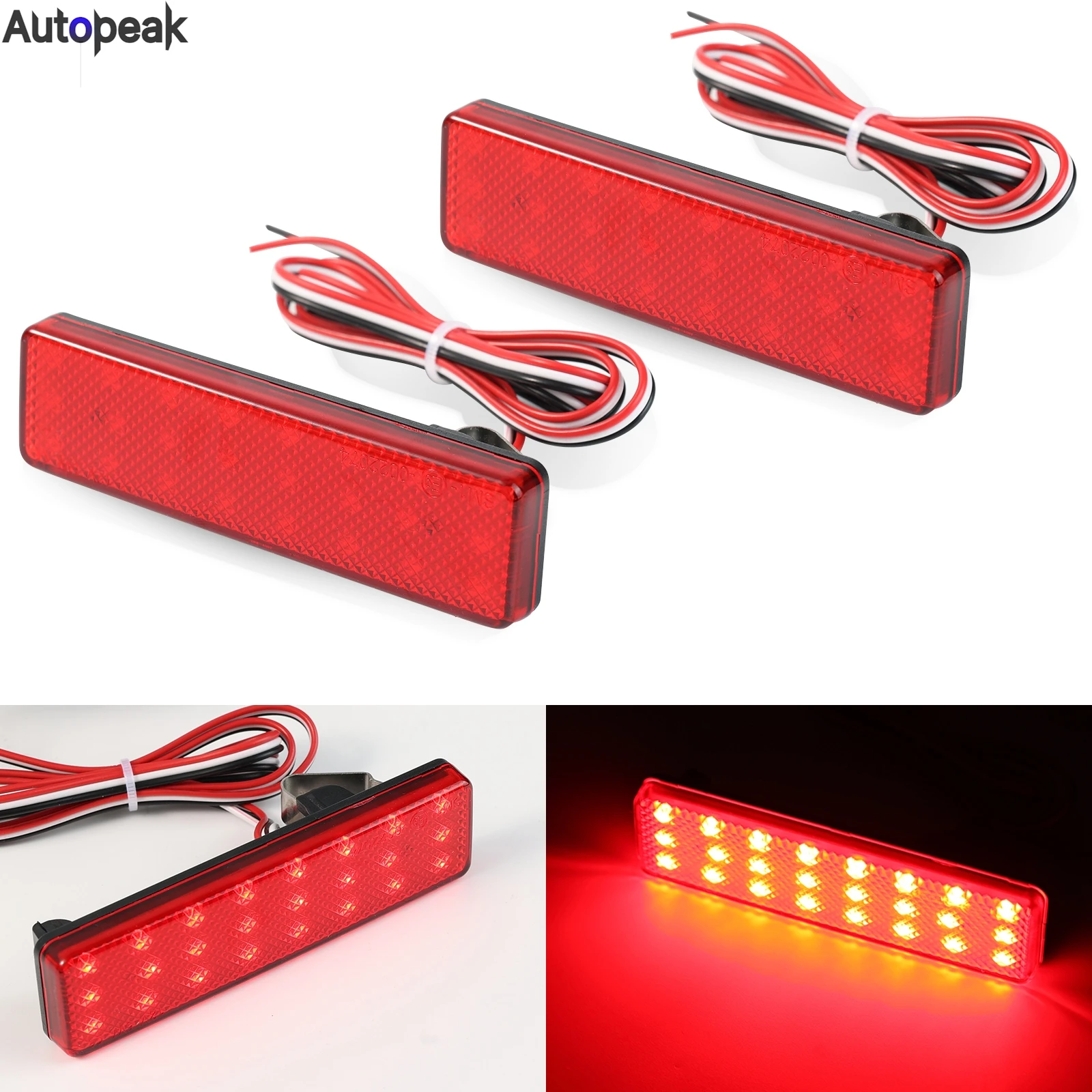 

2x LED Rear Bumper Reflector Brake Stop Reverse Light For Vauxhall Opel Vivaro Movano Renault Trafic Nissan Primastar 2001-up