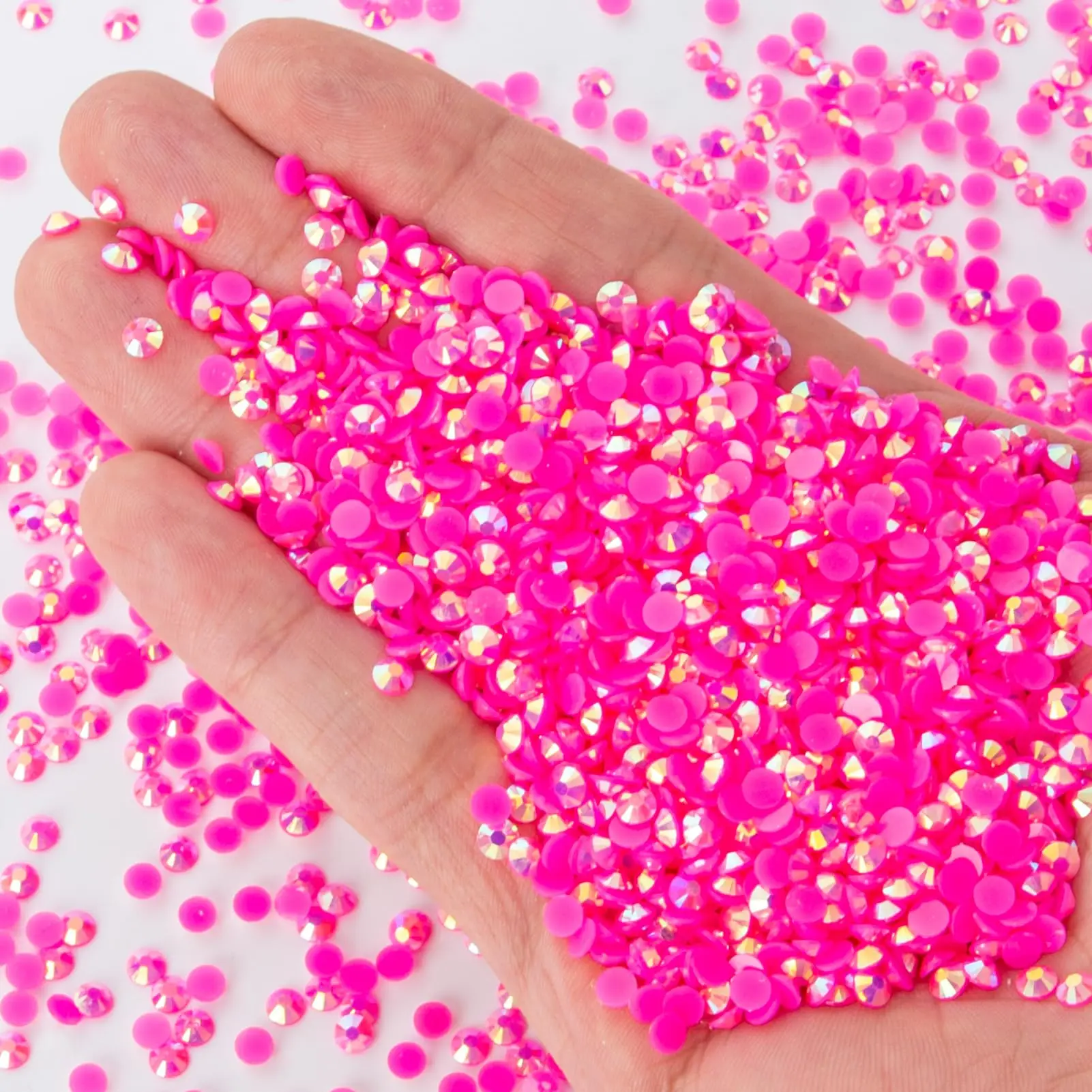 Hot Pink AB Harz-Jelly-Strass 2mm 3mm 4mm 5mm 6mm – Kunststeinperlen für Bastelarbeiten, DIY, Nagelkunst, Charms, Zubehör, Steine in Großpackung – Detail 4
