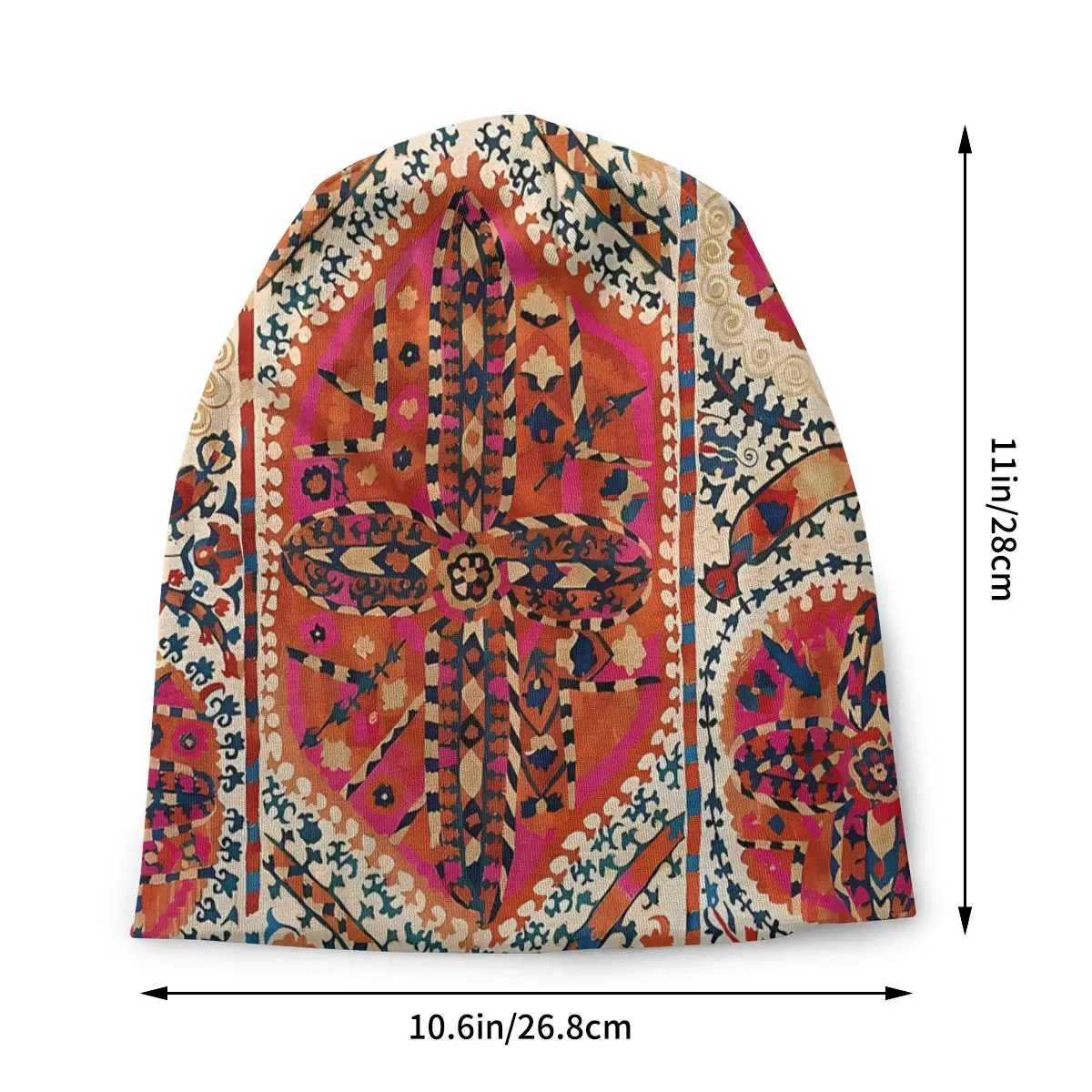 Uzbekistan Suzani Suzanne Thin Skullies Beanies Caps Large Medallion Print Hat Sport Sports Bonnet Hats for Men Women