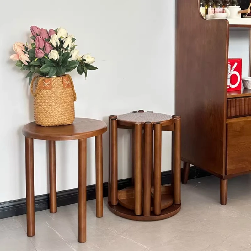 

Creative Stacking Dining Chairs Solid Wood Living Room Low Stools Multi Functional Side Table Versatile Scene Modern Furniture