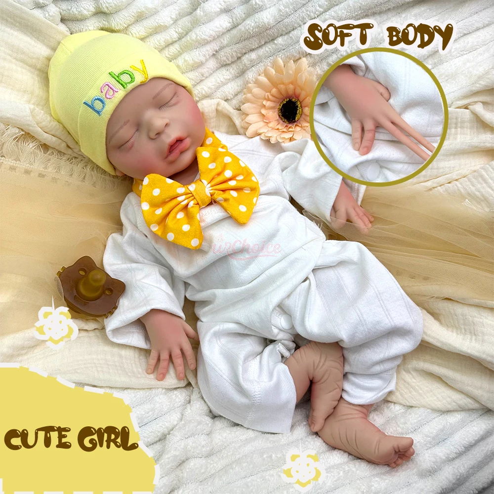

Real Touch Full Body Silicone Reborn Baby Doll 45cm Real Skin Details Handmade 1:1 Weight Can Makeup Artist Practice Doll DIY