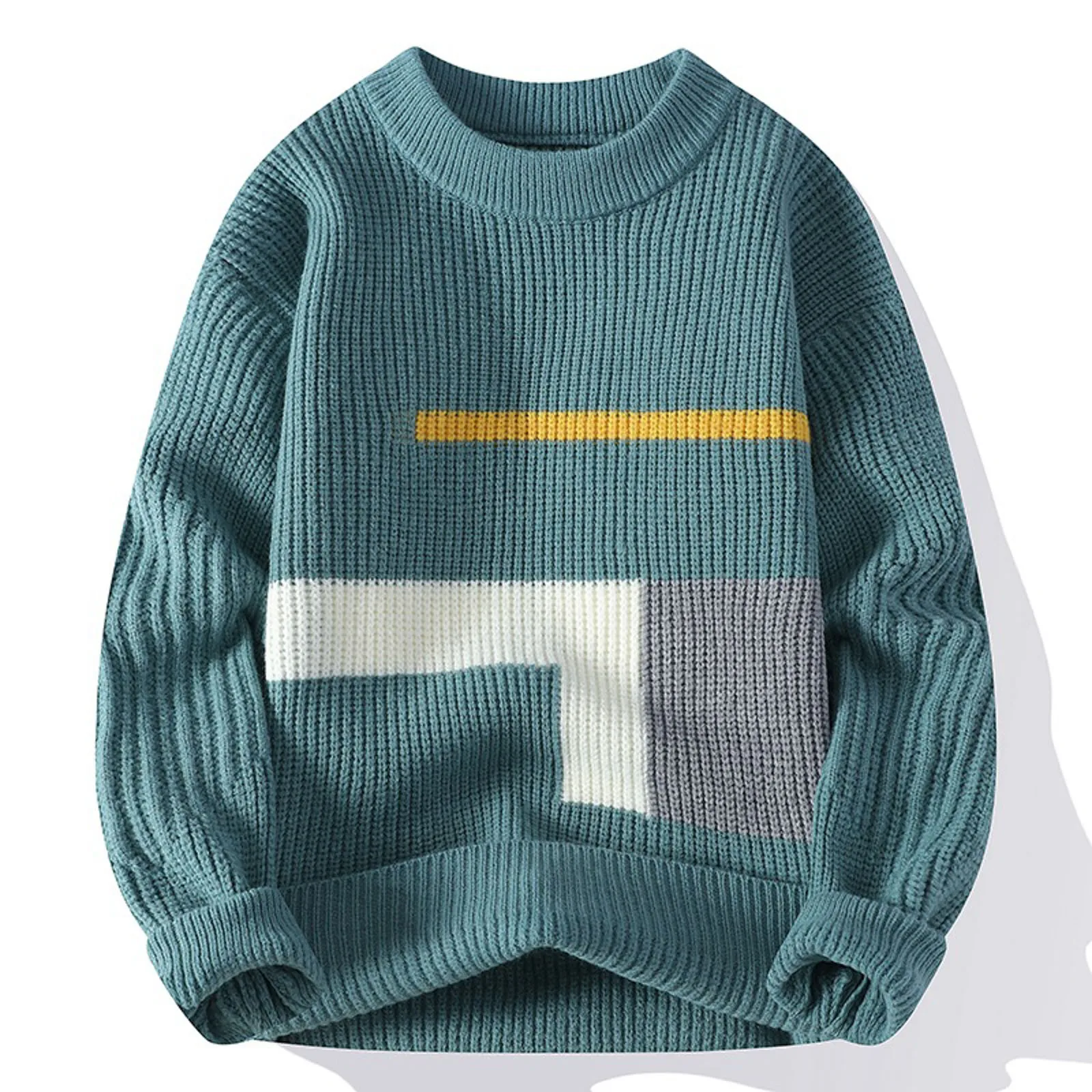 Sweaters For Men 2024 Winter Korean Style Mens Warm Sweater Male Fashion Sweaters Splicing Color Patterns Wool Pullovers