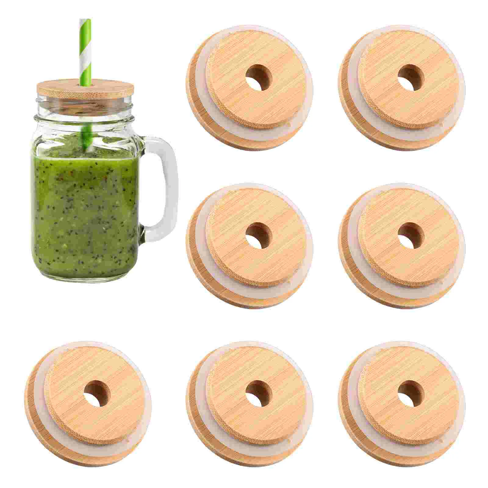 

Замена крышек чашек Mason Jar Бамбуковые трубочки для кофе Уплотнительная крышка для пива Деревянная крышка для питья