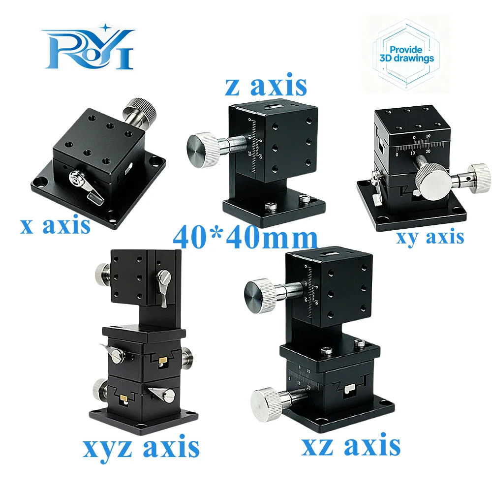40×40mm X/XY/Z/XZ/XYZ‑Axis Precision Linear Stage Dovetail Groove Gear‑Driven Manual Knob Adjustment Displacement Platform