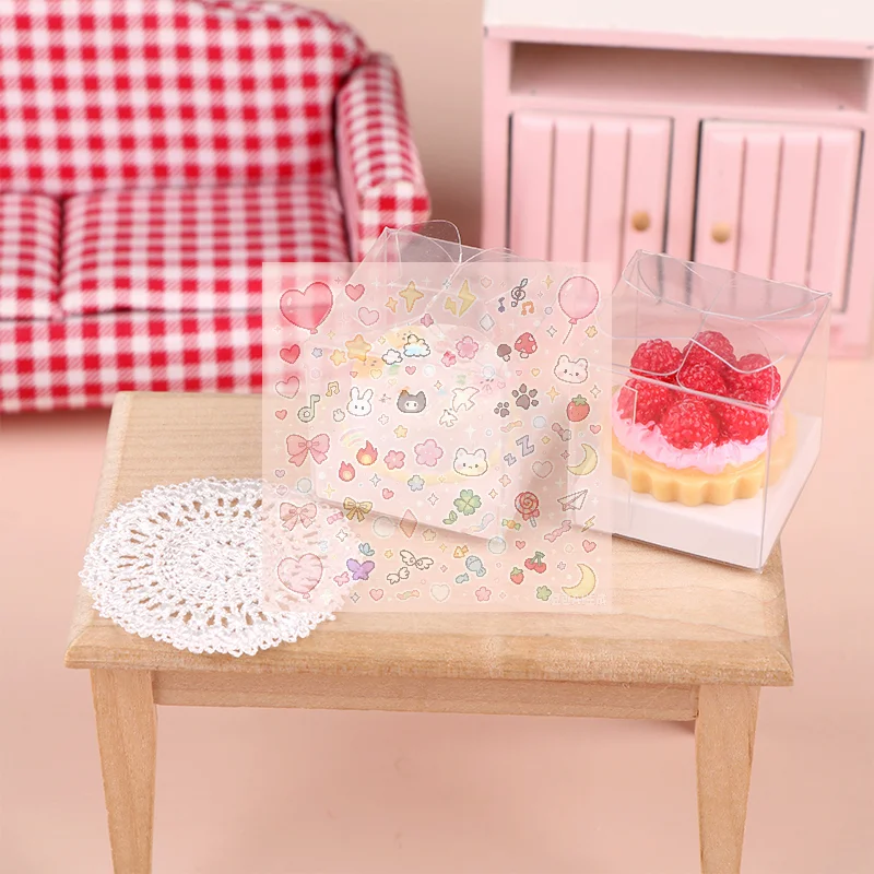 1pc 1:12 Dollhouse Miniature Strawberry Birthday Cake W/Transparent Packaging Box Kitchen Model Decor Toy Doll House Accessorie