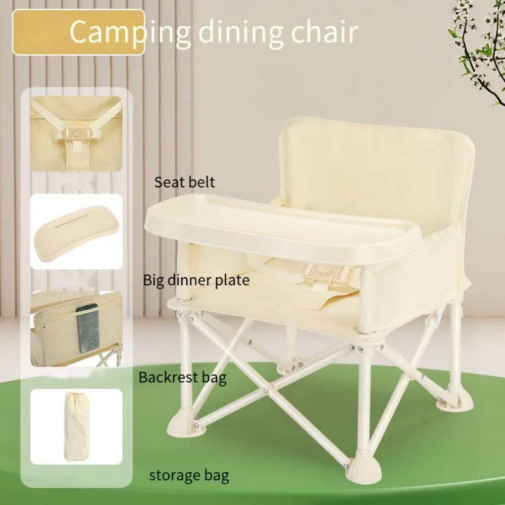 Portable High Chair with Removable Tray Anti-Tipping Toddler Camping Chair for Baby Kids Less Than 30kg Toddler Baby High Chair