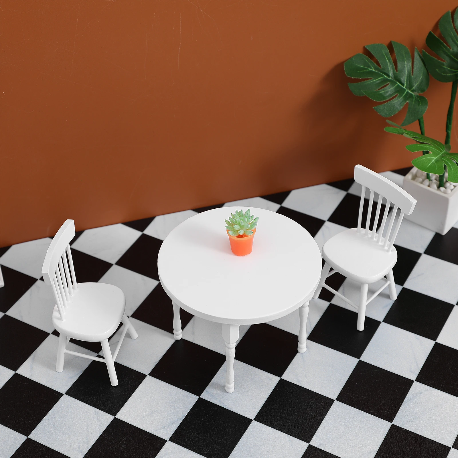 1 Set Miniatur Holz Tisch Stühle Puppenhaus Möbel Set Mini Landschaft Dekor Esszimmer Küche Zubehör Für Kinder Sammler