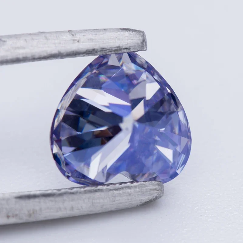 Moissanite Stone Heart Cutting Lavender Color Gemstones Lab Grown Advanced Jewelry Making Materials Diamond with GRA Certificate