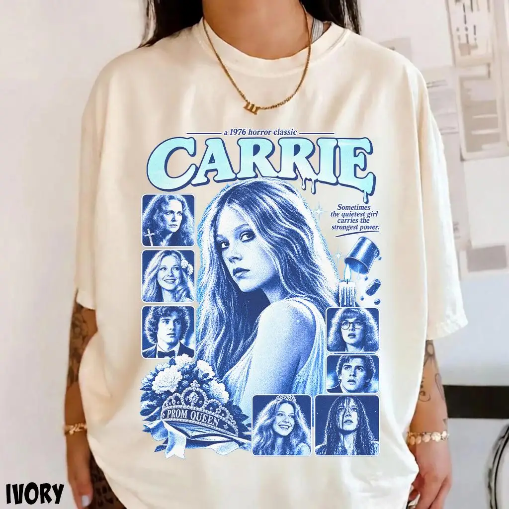 Retro Carrie Movie T-shirt, Halloween Horror T-shirt, Stephen King T-shirt, Ballroom Queen T-shirt, Women's Daily Outfit T-shirt