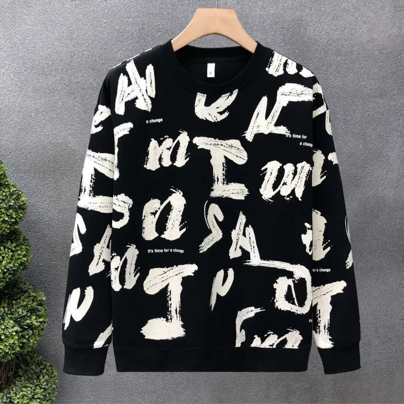 رسالة طباعة الرجال السترة الشارع الشهير الكورية نمط الخريف الشتاء صفقة ترحيب مضحك لا العلامة التجارية الدافئة القطن الأبيض الذكور البلوز #4