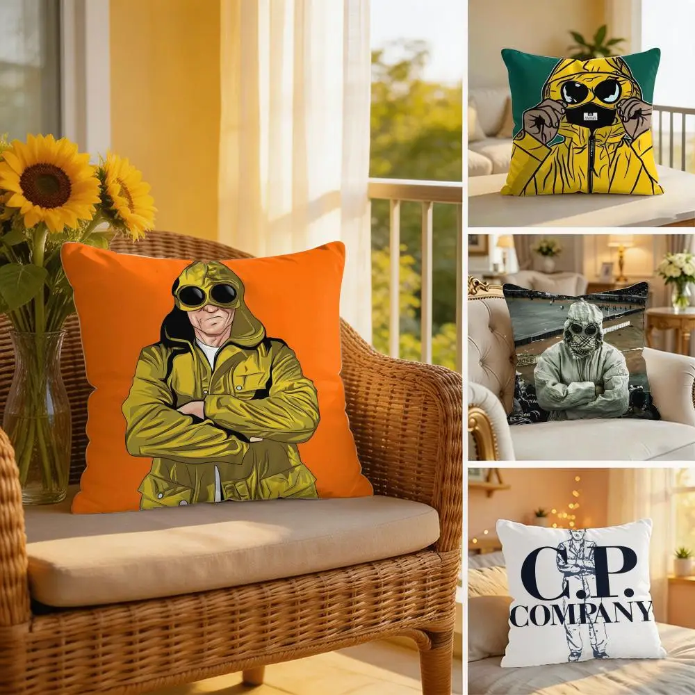 C-CP C-company Logo Cushion Cover Wrinkle-Resistant Short Plush Cushion Covers Breathable Machine-Washable