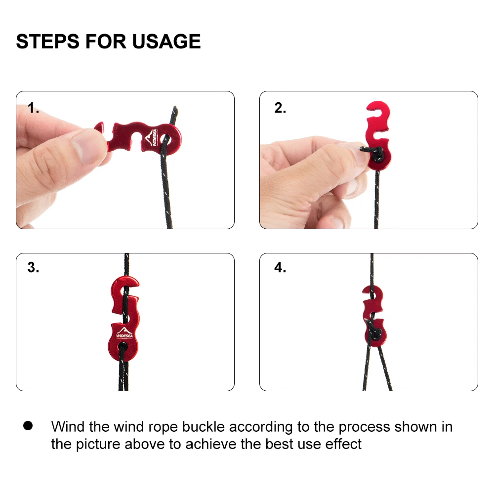 Widesea 4pcs Camping Hiking Tent Wind Rope Buckle Adjustable Aluminium Alloy Cord Buckles Equipment Outdoor Tents Accessory