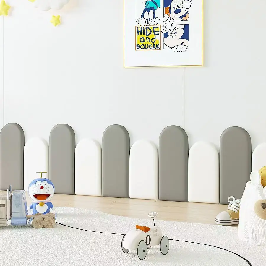 Arched Self‑Adhesive Soft Wall Panels Kids Anti‑Collision Wall Cushion Peel and Stick Upholstered Wall Sticker for Home Decor