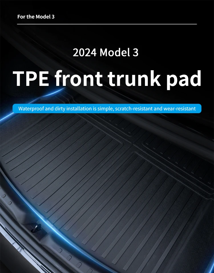 Für Tesla 2024-2026 Model 3 Highland – TPE Wasserdichte Vorder- und Heckkoffer-Matten, Schützende Auto-Polster-Sets – Detail 1