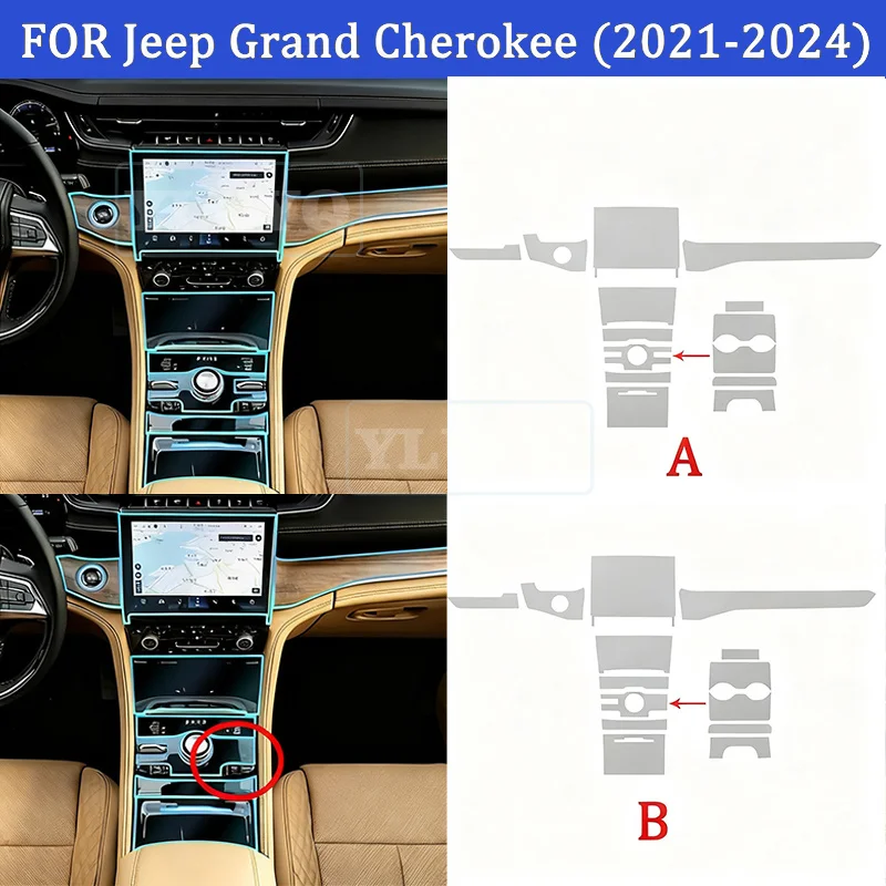 

Interior TPU for Jeep Grand Cherokee 2021 2022 2023 2024 Anti-scratch Film Center Console Navigation Panel Protection Sticker