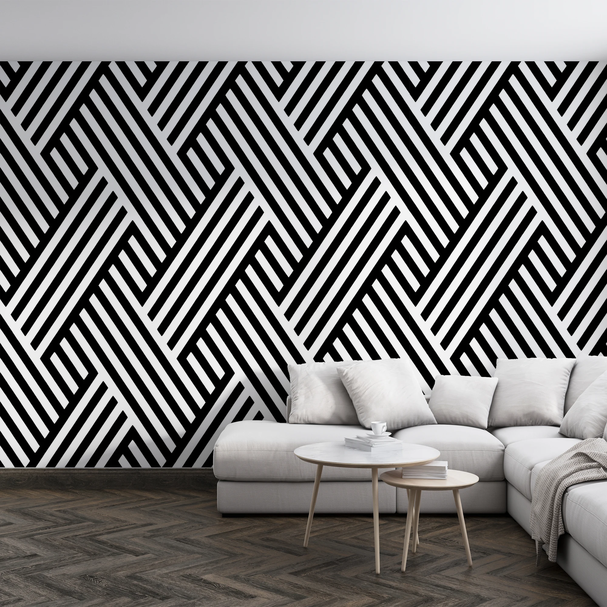 Black White Geometric Line Wallpaper Self‑Adhesive Modern Striped Wall Sticker Living Room Bedroom Home Decor Wall Mural