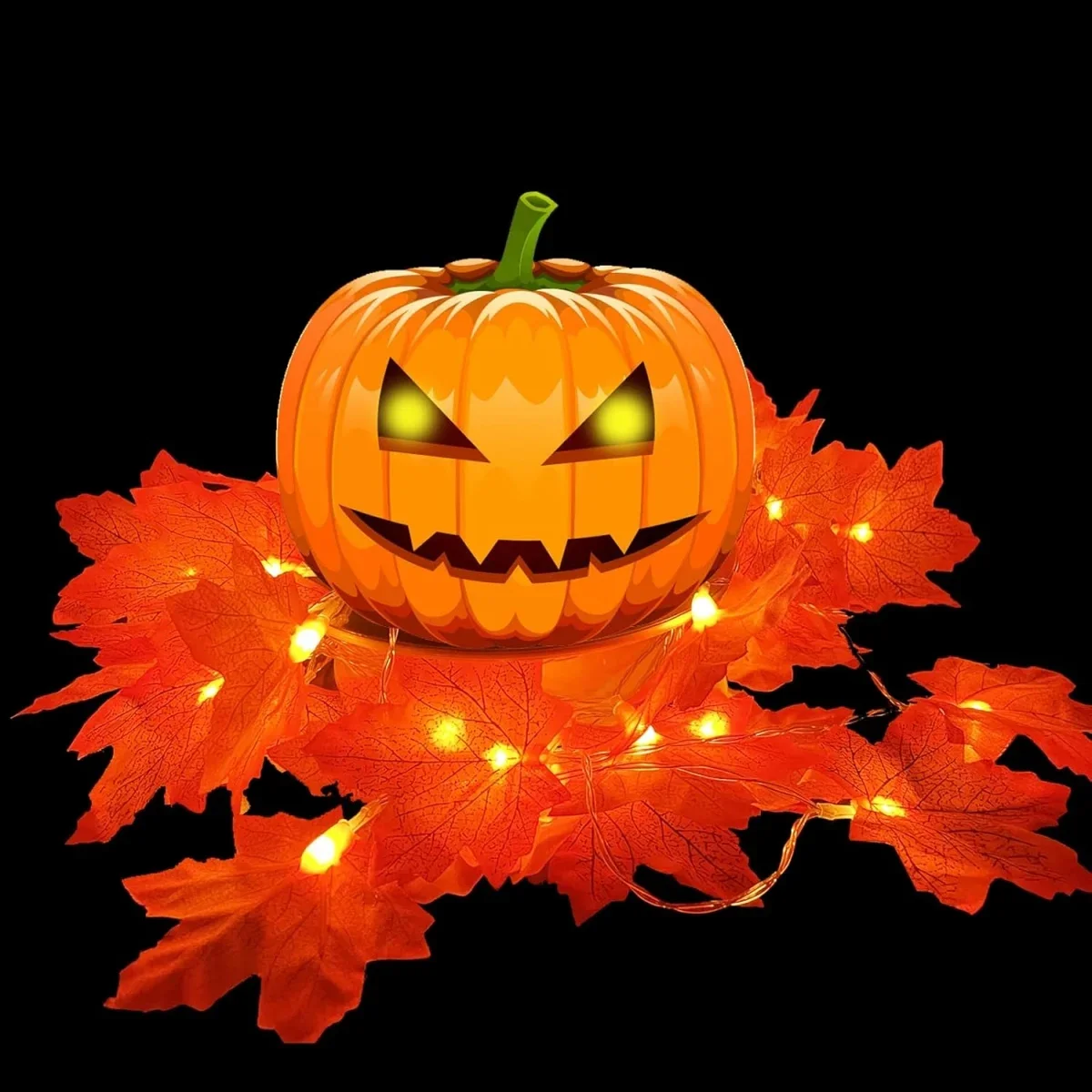Pop 1pc 10/20/30/40 LED Fall Maple String Light Hanging Halloween Decorative Lamp Battery Powered For Home Bedroom Living Room D