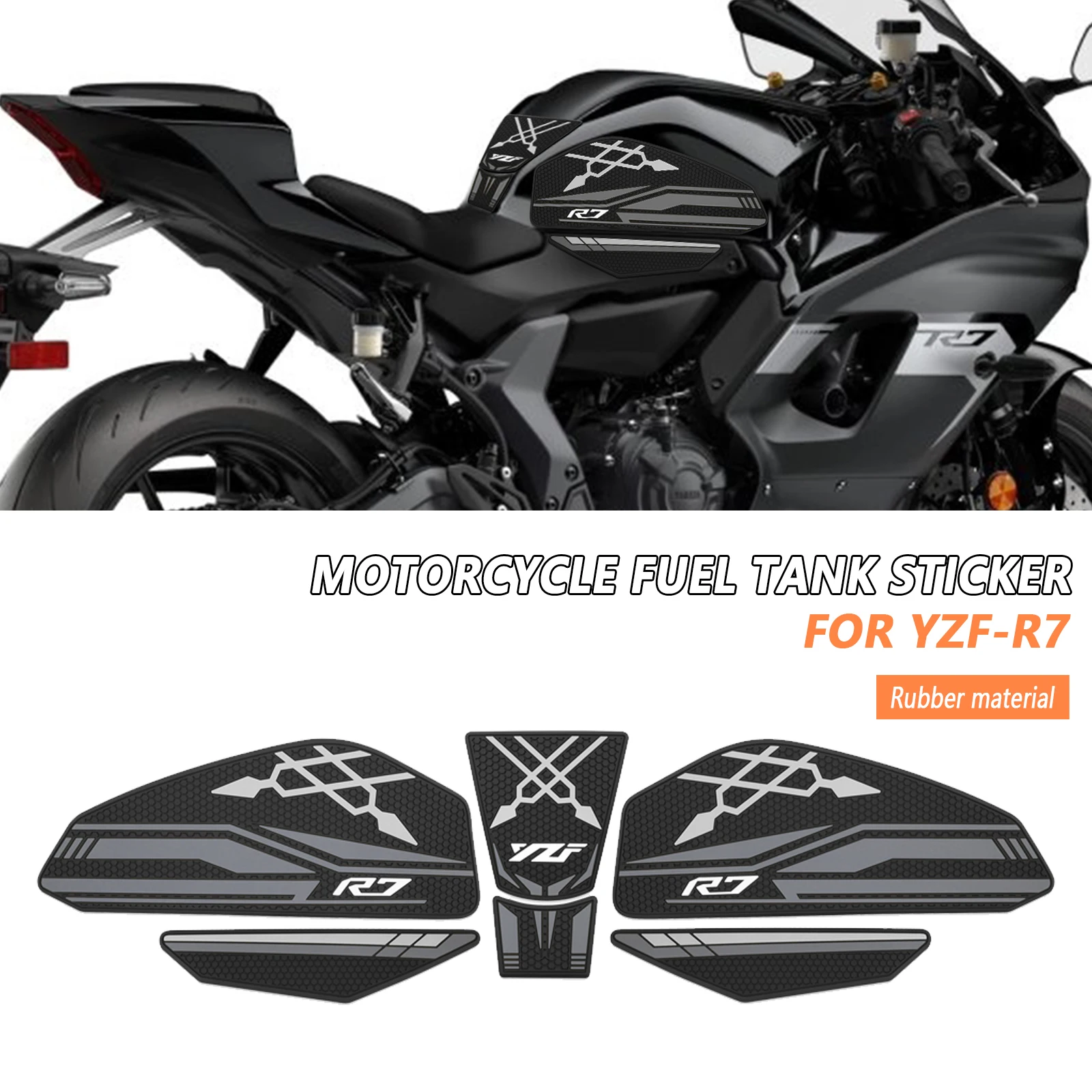 

For Yamaha YZF R7 YZF-R7 YZFR7 2021-2025 2024 Motorcycle Tank Pad Protector Sticker Decal Gas Knee Tank Traction Pad Side