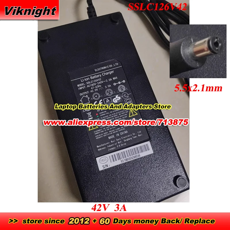 

Адаптер переменного тока 42В 3А SSLC126V42 с разъемом 5.5x2.1 мм, блок питания