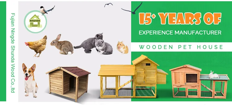 SDD019 Wooden Dog House With Asphalt Roof & Window Outdoor Kennel For Dogs Durable Metal Frame Pet House