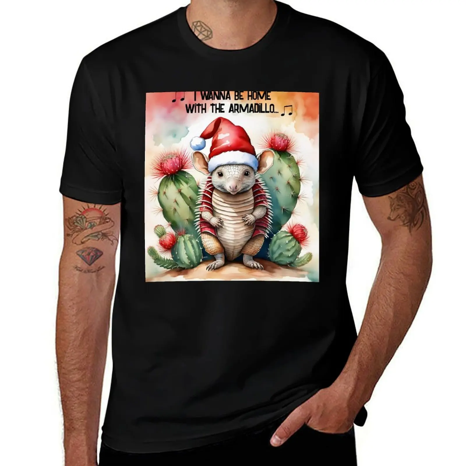 Armadillo Santa T-Shirt Non-Shrink Basic Cotton T-Shirt