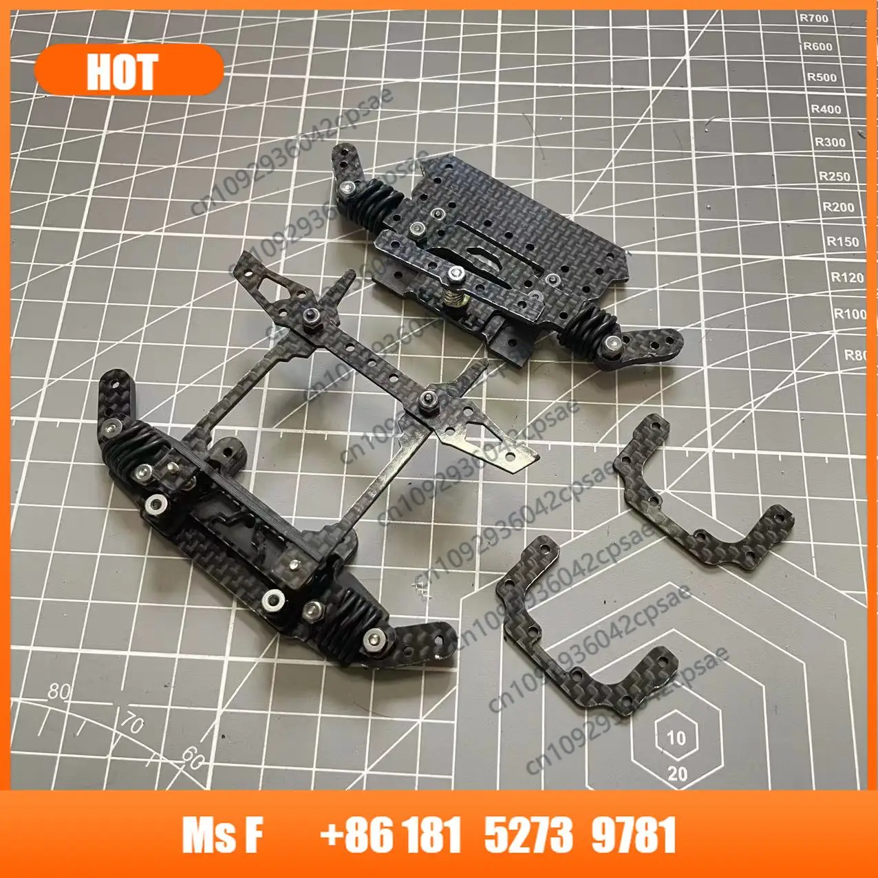 4WD MS/L Inner Shock Absorber Chassis CNC Processing Fish Car Kit, Ultra-high Precision Self-made Accessories