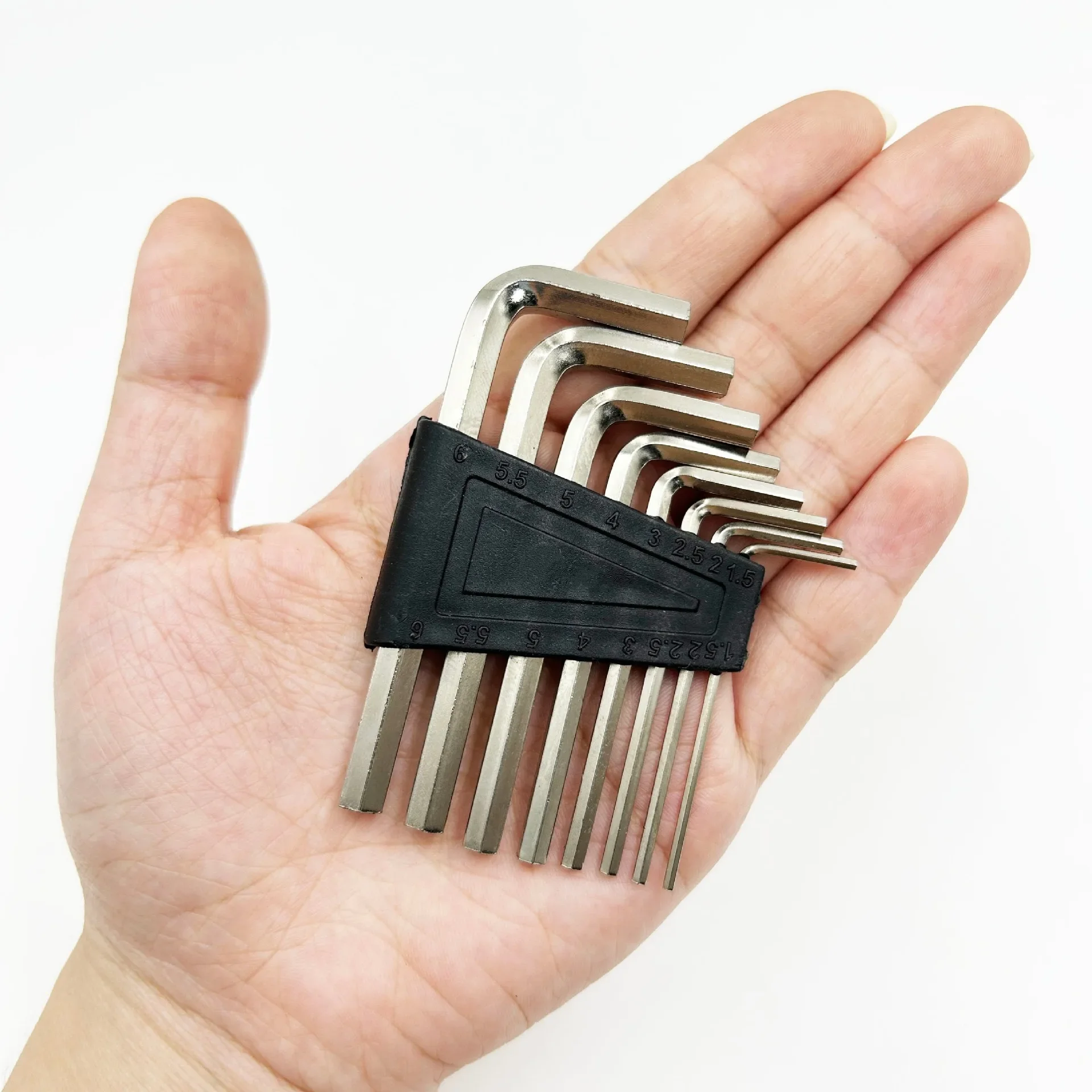 1.5/2/2.5/3/4/5/5.5/6mm 8-Piece Metric Hex Key Set Hardened Nickel-Plated Allen Wrench