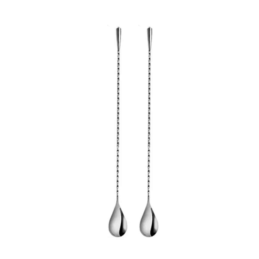 

2* Mixing Spoon High-quality Brand New 2 Pcs Bar Spoon Cocktail Mixing Stirrers Shaker Tall Cups Stainless Steel