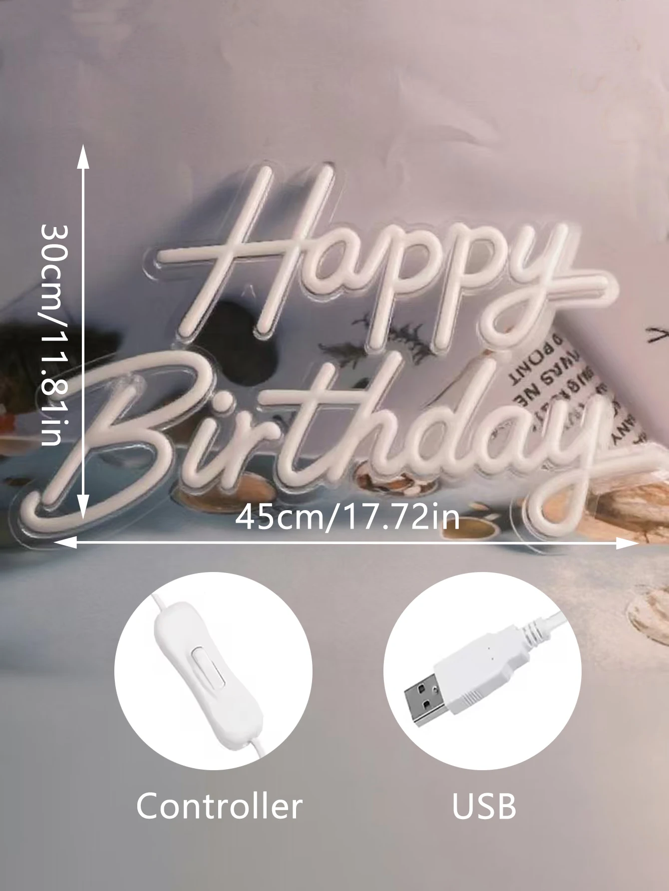 لافتة ديكور نيون LED لحفلات أعياد الميلاد - ضوء حروف يعمل بمنفذ USB، مناسبة لكشك الصور المفاجئة لمهرجان النادي المنزلي