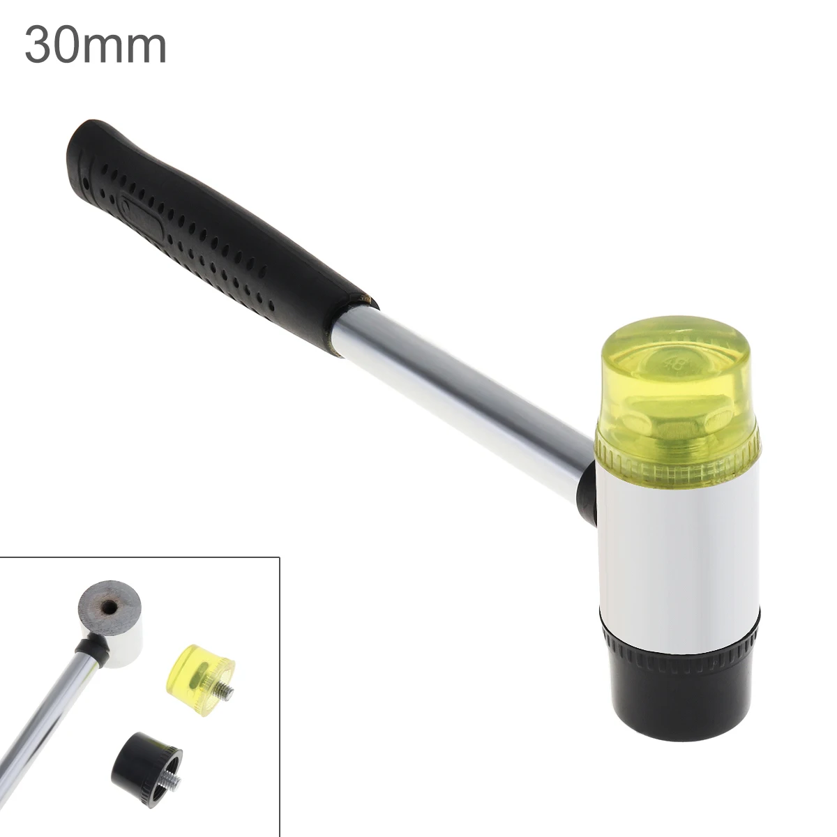 

30mm Rubber Hammer Double Faced Work Glazing Window Nylon Hammer with Round Head and Non-slip Handle DIY Hand Tool