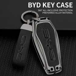 Metal & leather car key cover case shell protector for BYD Han EV Tang DM Qin plus song Pro Max yuan dolphin E2 Atto 3 accessori