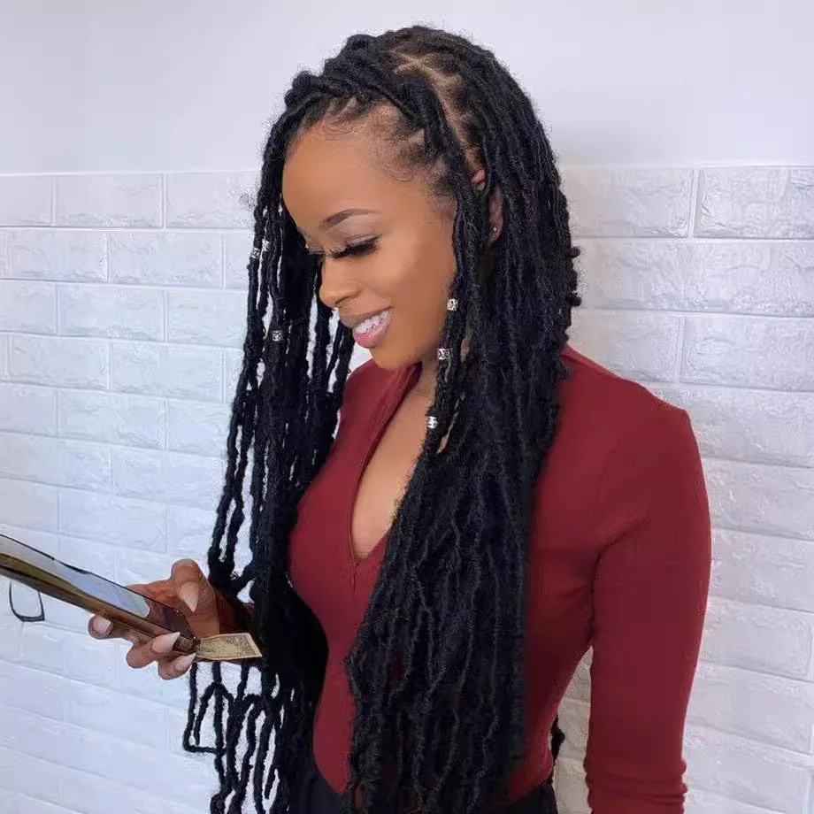 Faux Locs synthetic Crochet Hair Soft Locs 24 Inches 8 Packs Crochet Locs Crochet Hair Colored Braids Hair Extensions For Women
