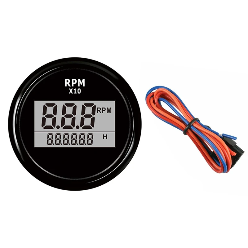 Boat LED Digital Tachometer Engine Hour Meter Marine Outboard RV RPM Meter Gauge