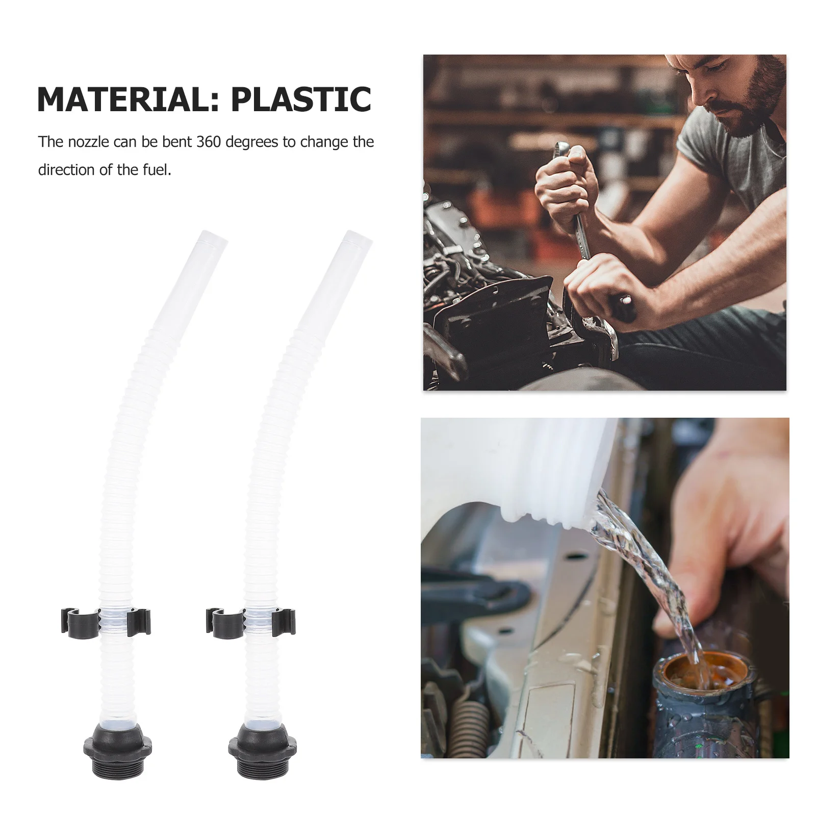 

2pcs Plastic Fuel Can Nozzle Flexible 360° Rotatable Spout With Built-In Filter For Gas Cans Durable Fueling Tool Generator