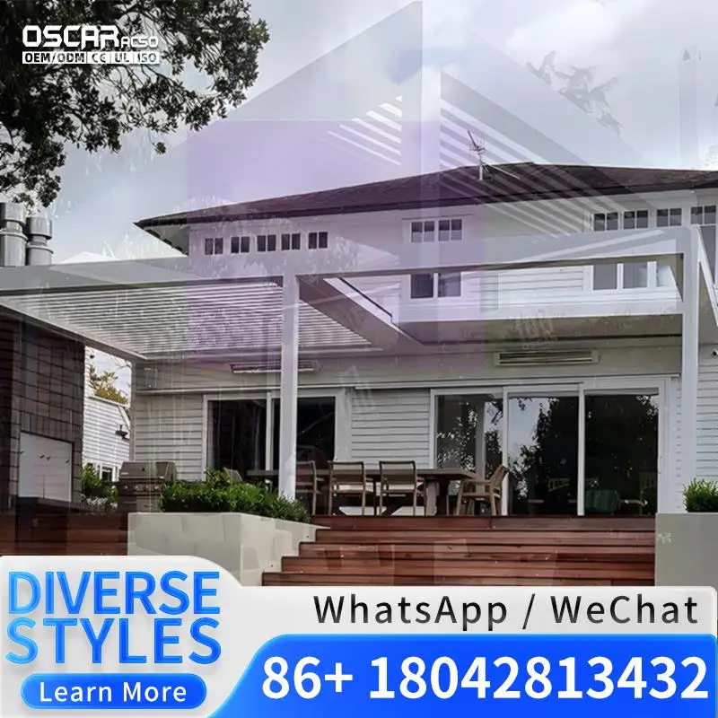 Outdoor Waterproof Manual Louvre Roof Kit Bioclimatic Motorized Aluminium  for Garden Patio Backyard Pergola