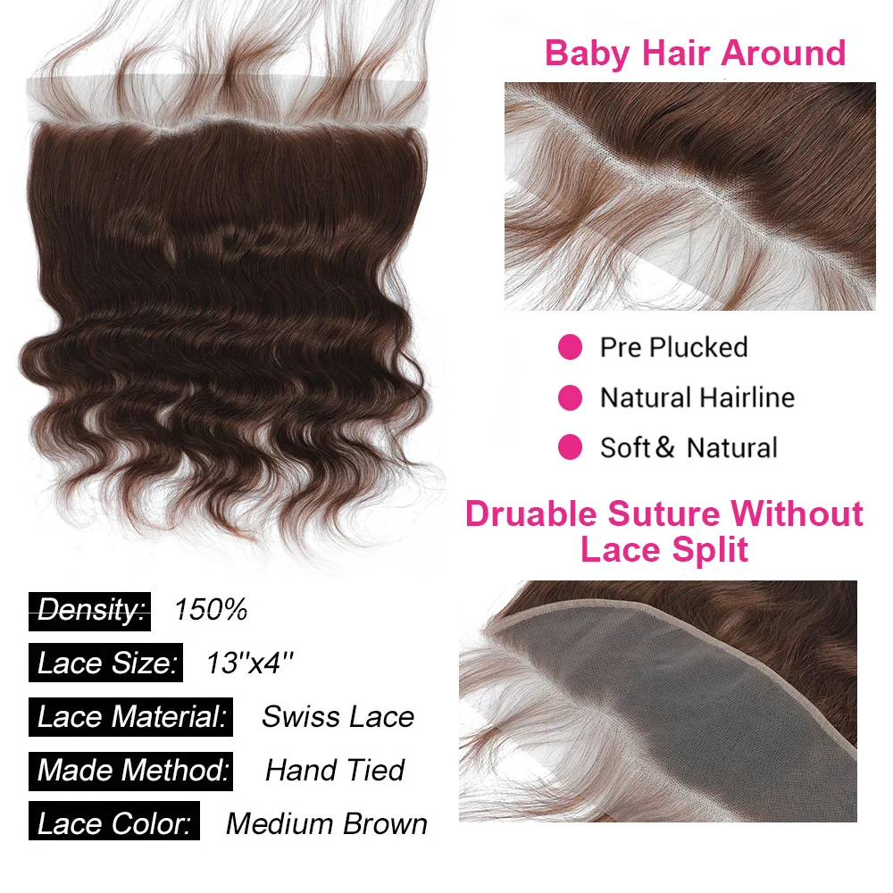 # 4 สี Body Wave Human Hair Bundles กับ Frontal Body Wave ผมรวมกลุ่ม 13x4 ลูกไม้ด้านหน้าชุดปิด