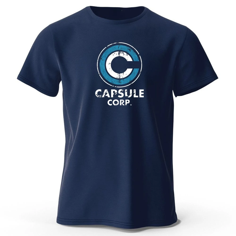

2025 Capsule Corp, 100% хлопок, забавный принт, японское аниме, мужская футболка, летняя уличная одежда, топы, модная брендовая футболка, одежда