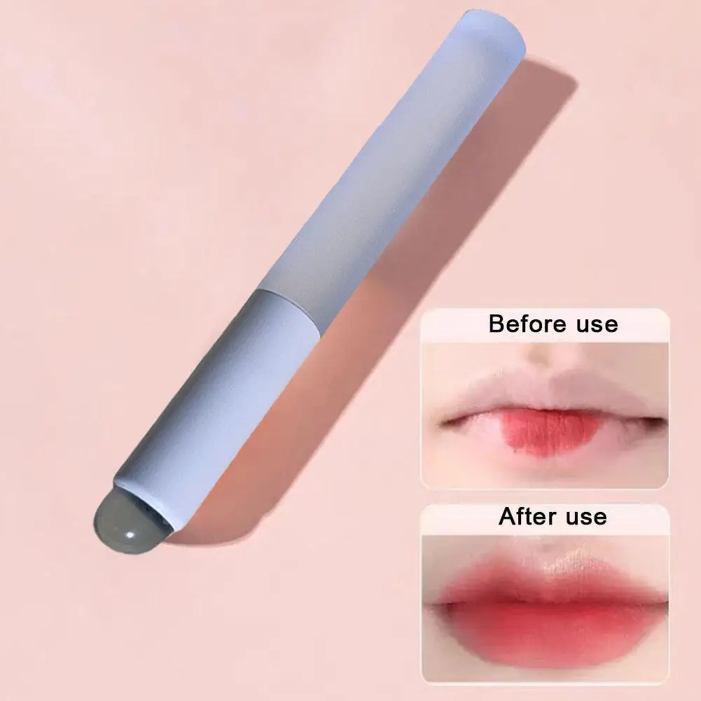 Pincel pequeño redondo de silicona para labios, brocha suave para aplicar lápiz labial, pincel para difuminar, herramientas cosméticas para niñas y mujeres, brochas de maquillaje