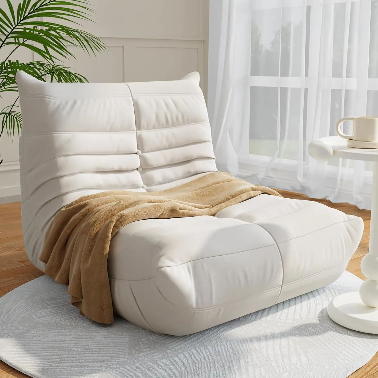 

Giant Comfy Bean Bag Chair for Adults with Ottoman, Soft Memory Foam, Oversized Lounger for Bedroom Living Room