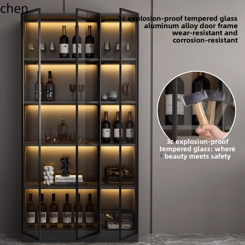 CZ Wine Cabinet with Glass Door Wall-Mounted Integrated Display Cabinet Modern Simple High-End Wine Rack Storage Cabinet