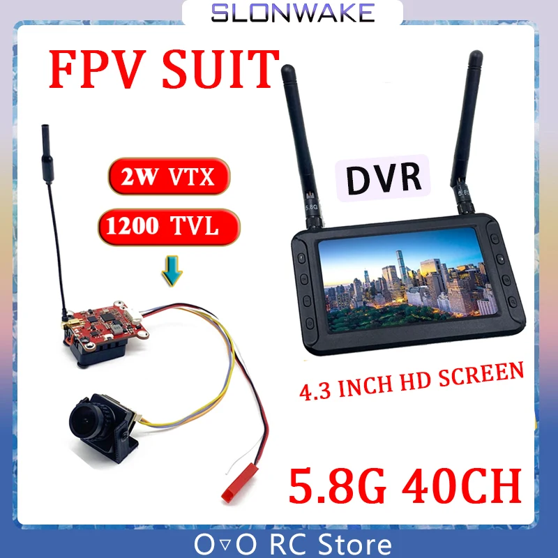 Low Latency 5.8G  2000mW FPV VTX Transmitter  Built-in Microphone and 4.3Inch 800X480 DVR Monitor For Freestyle Long Range Drone